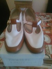 lotto 299b scarpe classiche decoltè donna vero cuoio GIKI n.40 bicolore tacco 3