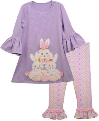 Bonnie Jean Baby Toddler Little Girls Easter Holiday Bunny Outfit  Capri Set