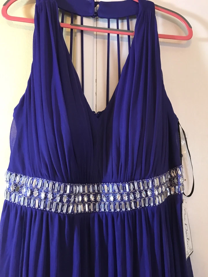 Maxi Vestido Bee Darlin Nuevo con Etiquetas Púrpura Joya Malla Baile de graduación Boda Firmal Vestido Talla 16/17 Foto 2 de 4