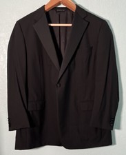 SAMUELSOHN 1-Button Black Satin Lapel Wool Tuxedo Dinner Jacket Evening Mens 46L