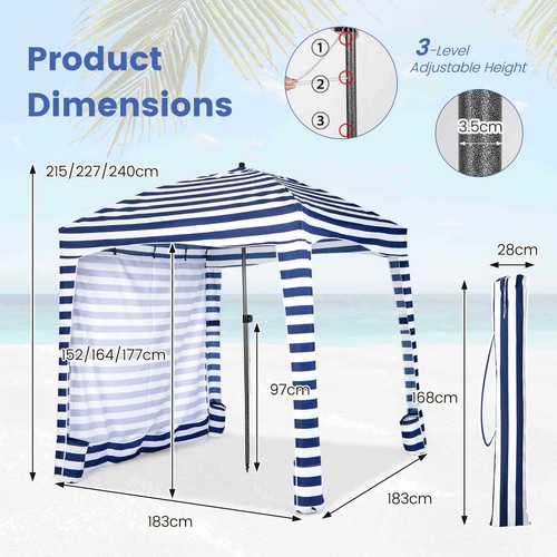 1.8X1.8M Foldable Beach Cabana Tent Canopy Portable Detachable Sun Shelter Patio - Picture 8 of 8