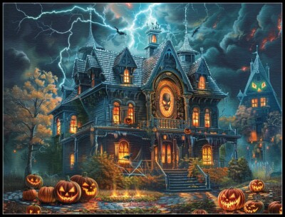 Enchanted Eerie Estate  Chart Counted Cross Stitch Patterns Needlework DIY DMC