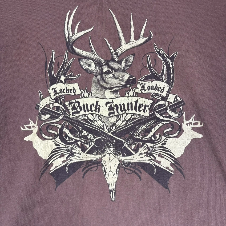 Buck Hunter Shirt Mens XL Brown Woods Deer Locked Loaded Vintage Y2K Camo A420 - Image 3 of 4