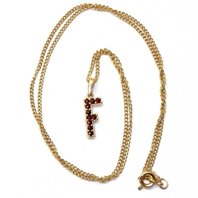 925 Sterling Silver Gold Tone chain Initial Letter 
