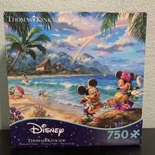 Thomas Kinkade DISNEY Mickey Minnie MOUSE Hawaii Ocean Jigsaw PUZZLE NEW 750 pc
