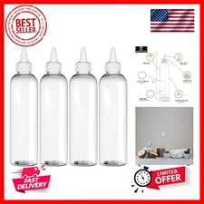 Twist Top Applicator Bottles, Clear 8 OZ BPA-Free Plastic, Empty, Squeeze, Re...