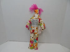 Vtg Original Dammit Doll 12" Floral Hippie 70s Pattern Stress Relief Pink Hair