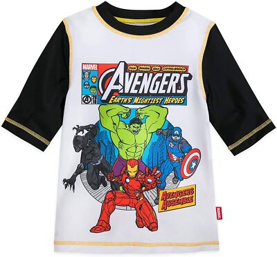 Marvel Avengers Rash Guard Swim Shirt Boy Size 7/8