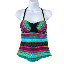 Athleta Samba Bandeau Tankini Top Multicolored Print Women's Size 34 B/C