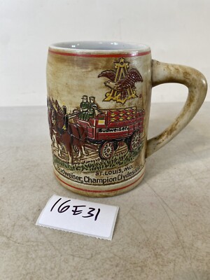 Ceramarte Budweiser Champion Clydesdales St. Louis MO Stein Mug vintage 16E31