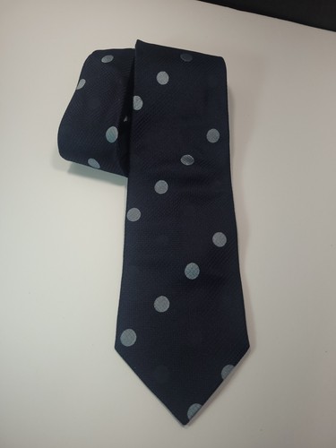 GIORGIO ARMANI Men's Silk Necktie ITALY Designer POLKA DOT Dark Blue - Picture 7 of 12