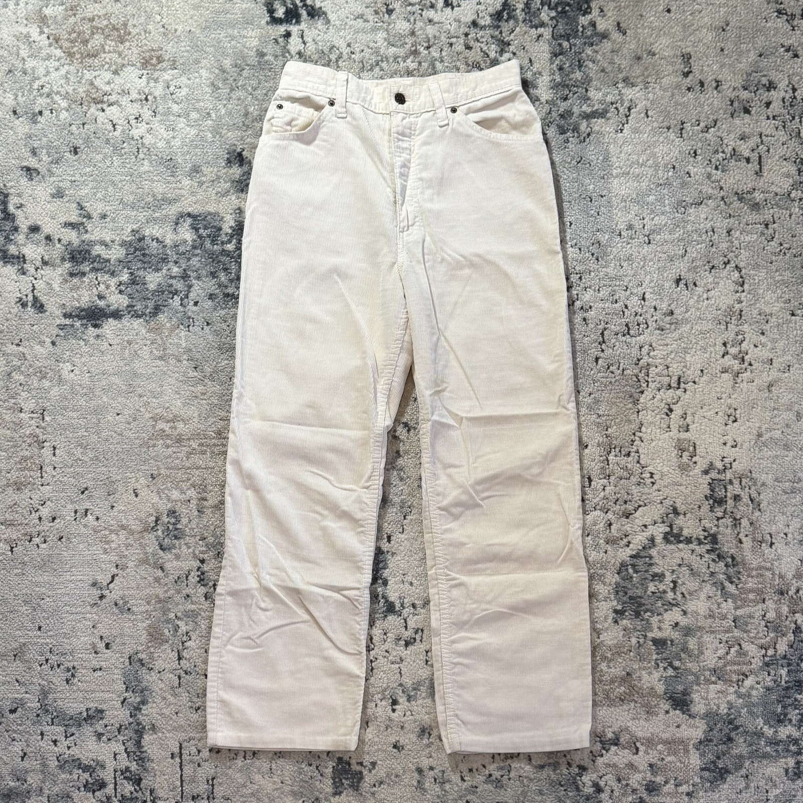 Vintage 70s Levi’s Corduroy Pants Women’s 27x26 White Straight Leg Patch USA