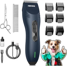 Dog Clippers for Grooming, Dog Shaver Clippers Kit Low Noise, Rechargeable Cordl