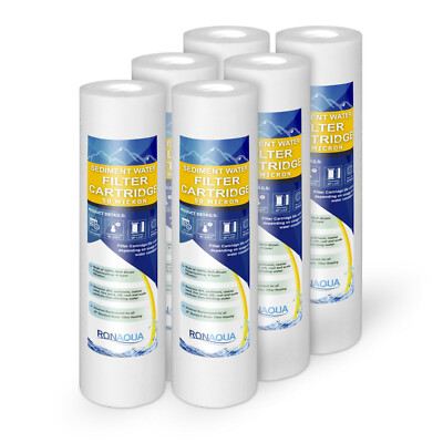 6  Sediment 50 Micron Water Filter Cartridges 2.5'' x 10'' for Reverse Osmosis 
