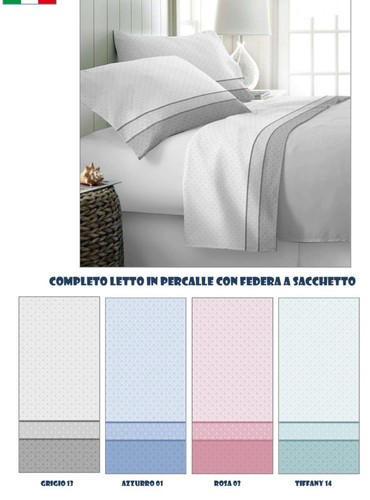 Completo letto lenzuola 100% cotone Percalle disegno Micol in 4 misure - Foto 2 di 2