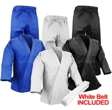 Judo Gi Uniform Set Single and Double Weave Kimono Olympic Standard Cut w/ Belt