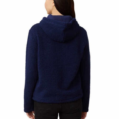 Felpa con cappuccio pullover sherpa donna Fila blu navy piccola nuova senza etichette