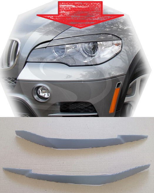 For BMW X5 2008-2014 E70 Headlight Eyelids Matte gray ABS Set | eBay