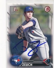 T.J. Zeuch Toronto Blue Jays Autographed 2016 Bowman 1st Baseball Card #BD-69