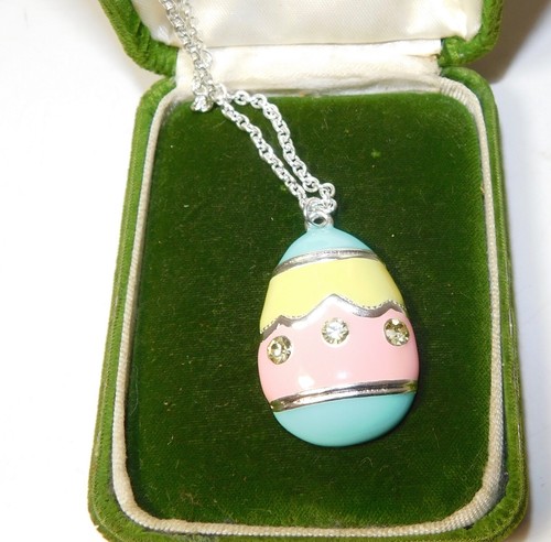 Rosa Pastello Giallo Smalto Strass Pasqua Uovo Russo Stile Pendente K2 - Foto 5 di 7