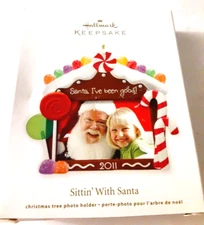 Hallmark Keepsake ‘Sittin'with Santa’ Christmas Tree Photo Frame 2011 New In Box
