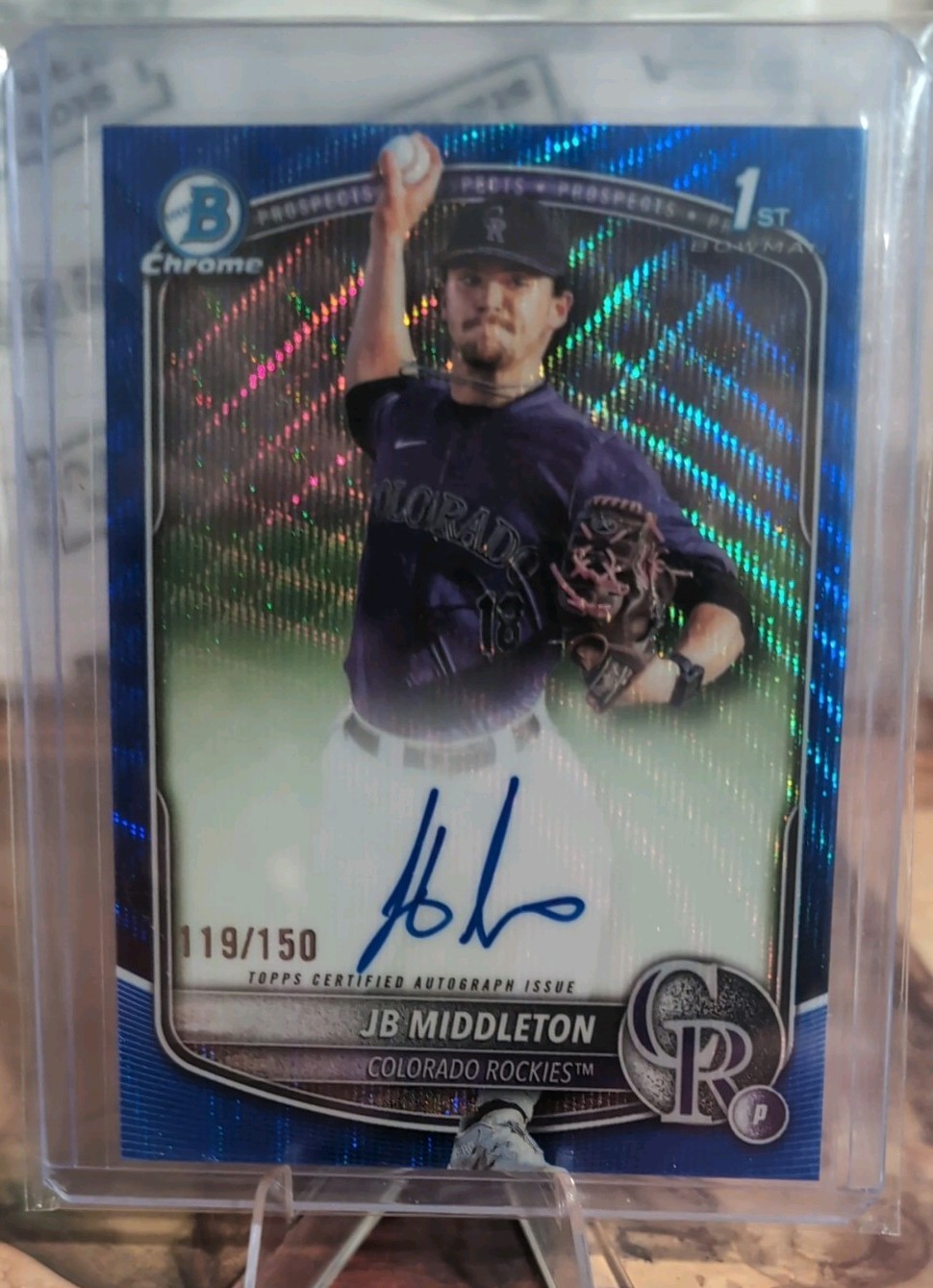 2025 Bowman Draft Chrome  Autographs JB Middleton Blue Wave Refractor/150