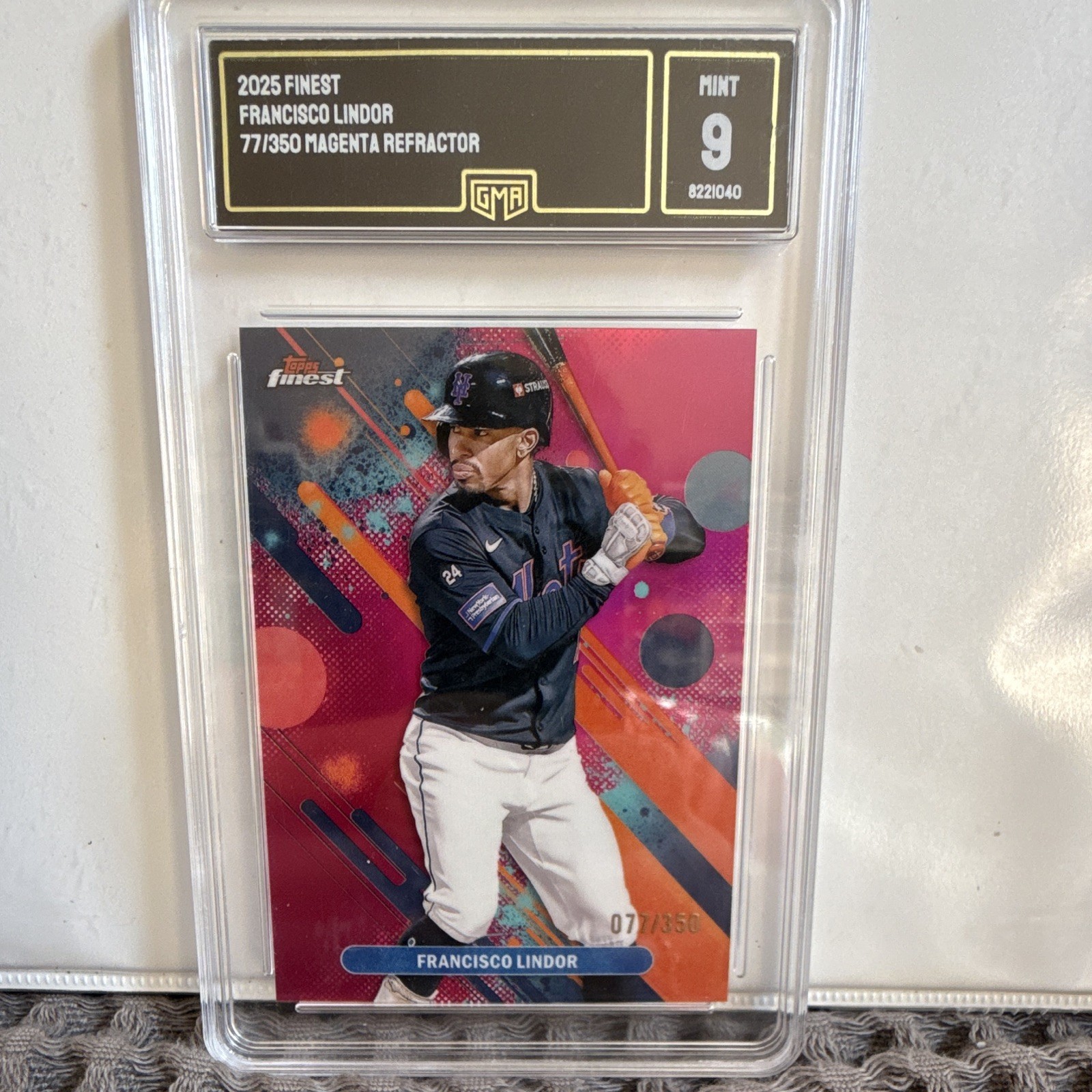 Topps 2025 Finest Francisco Lindor Mets Magenta Refractor #45 /350 GMA 9