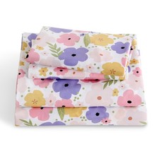 4 PCS Queen Flower Kids Sheet Set, Soft Cute Microfiber, Deep Pocket, Oeko-Tex