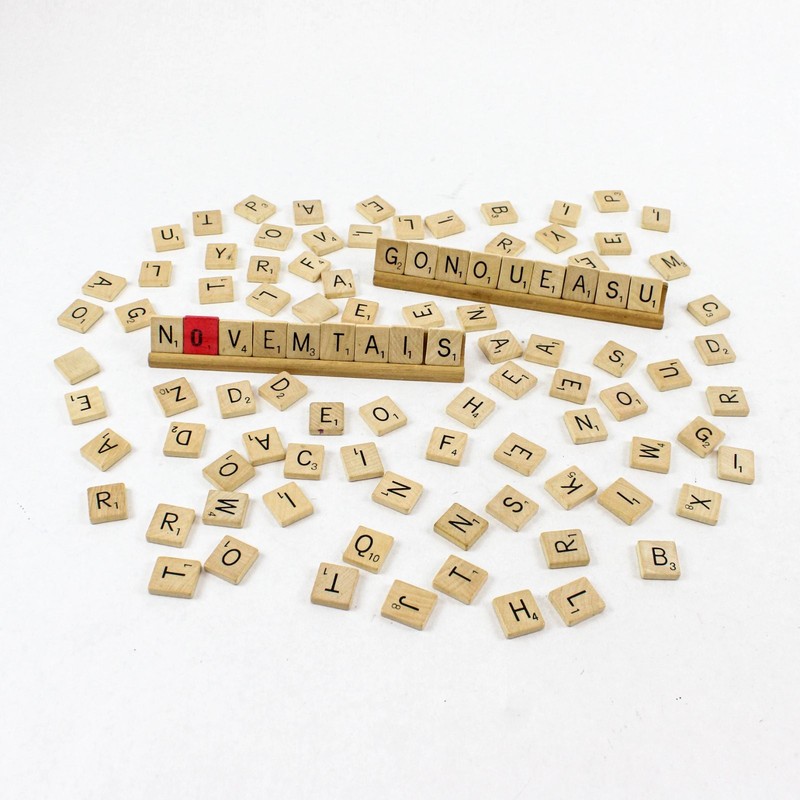 Milton Bradley Scrabble Assorted Tiles Pieces Lot w/ Racks Used