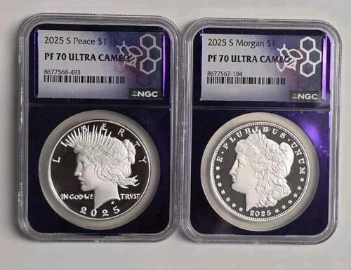 2025-S Morgan & Peace Silver Dollar Pair NGC PF70 Ultra Cameo