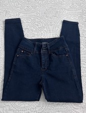 Curve Appeal High Rise Skinny Stretch Jeans Dark Blue Denim Women  s