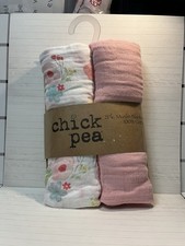Chick Pea 2 Pack Muslin Blanket 100 Cotton / 36 X 40 Pink Floral