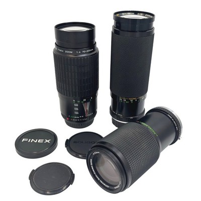 Vintage Lens Lot Pentax PK Mount Soligor95-310mm JCPenney80-205mm Finex70-200mm