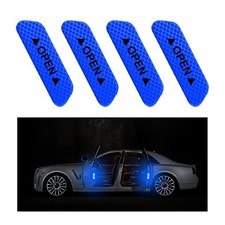 4PCS Car Door Open Warning Reflective Stickers, Night Visibility Auto Blue
