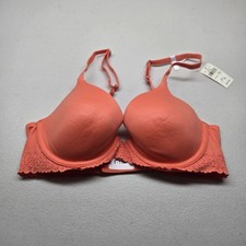 Aerie Women Bra 32C Orange Real Sunnie Full Coverage Underwired Lace Strap