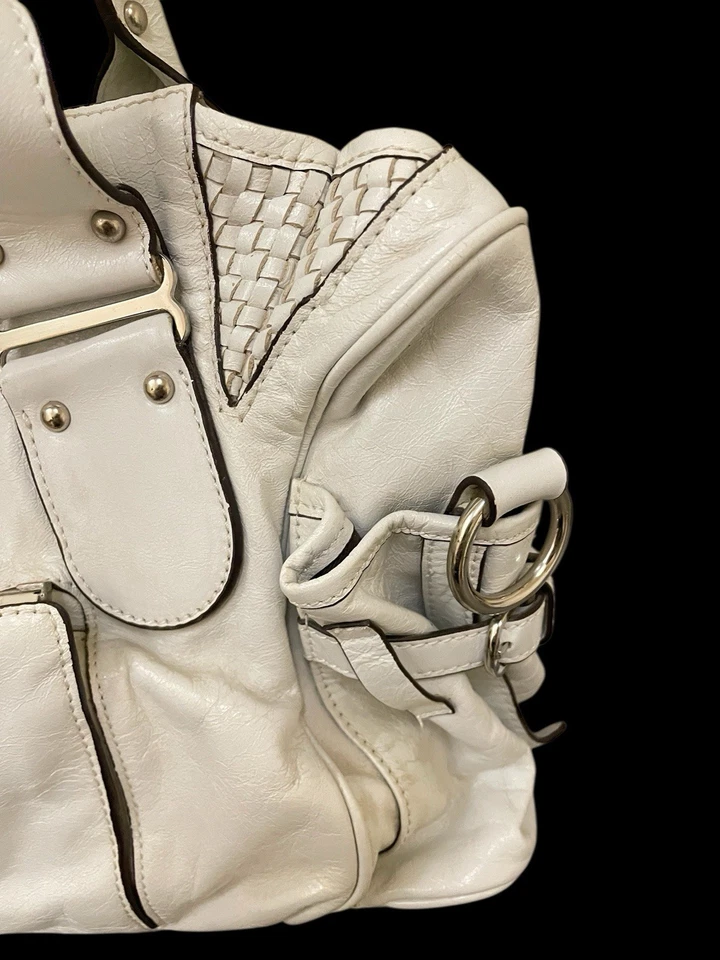 Bolso Chloe Vintage Y2K 2006 Iconic Silverado It Bolso Cuero Blanco Trenzado Cartera Foto 4 de 4