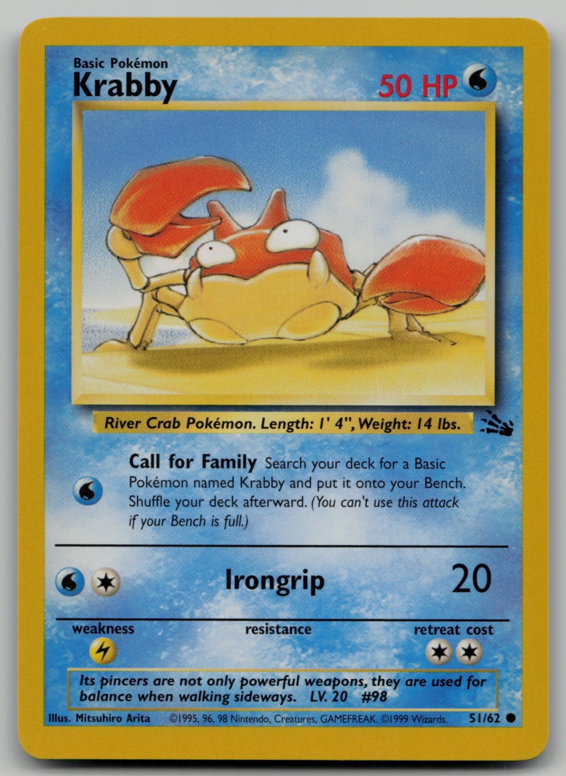 Krabby Common Fossil 51/62 NM