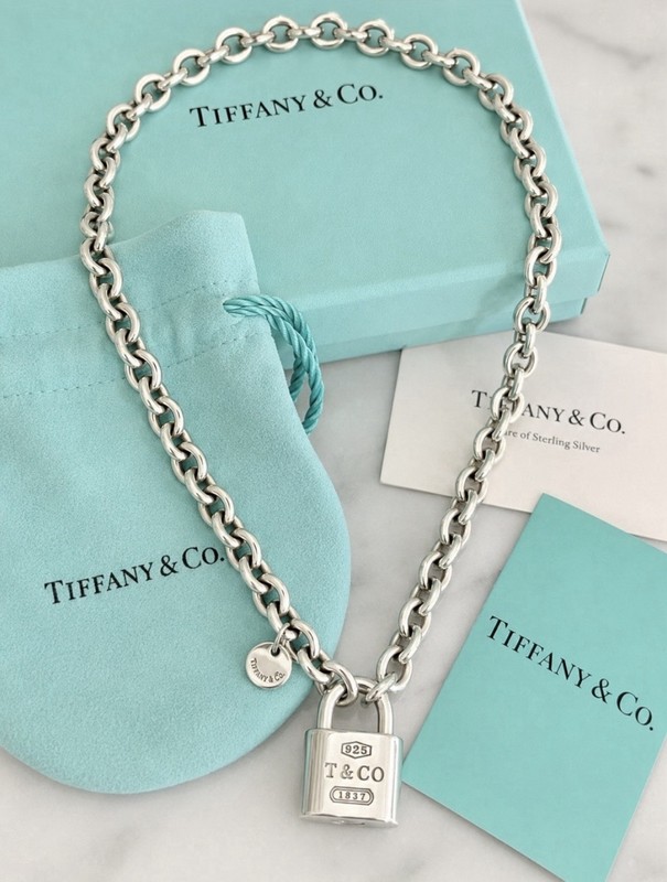 Authenticated Tiffany & Co.1837 Padlock Chain NecklaceSterling Silver 16"