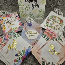 ThankYou Gift Bags 35 Pack 10 Med 25 Small Paper Bags with Handles Floral Design