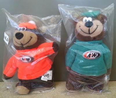 Set of TWO 1990's A&W Root Beer Bears - NEW in bags