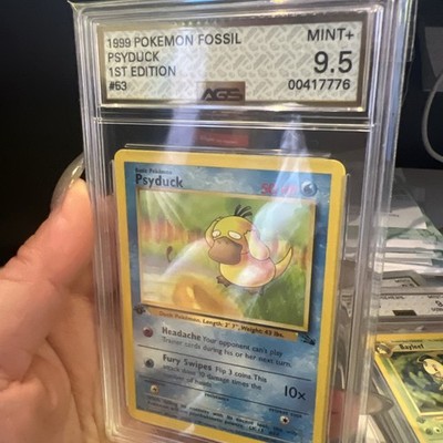 1995 psyduck pokemon card value Own Autographed Vintage 1st Gen Limited Supply Colorless Artist Psyduck 53/62 Fossil Regular for