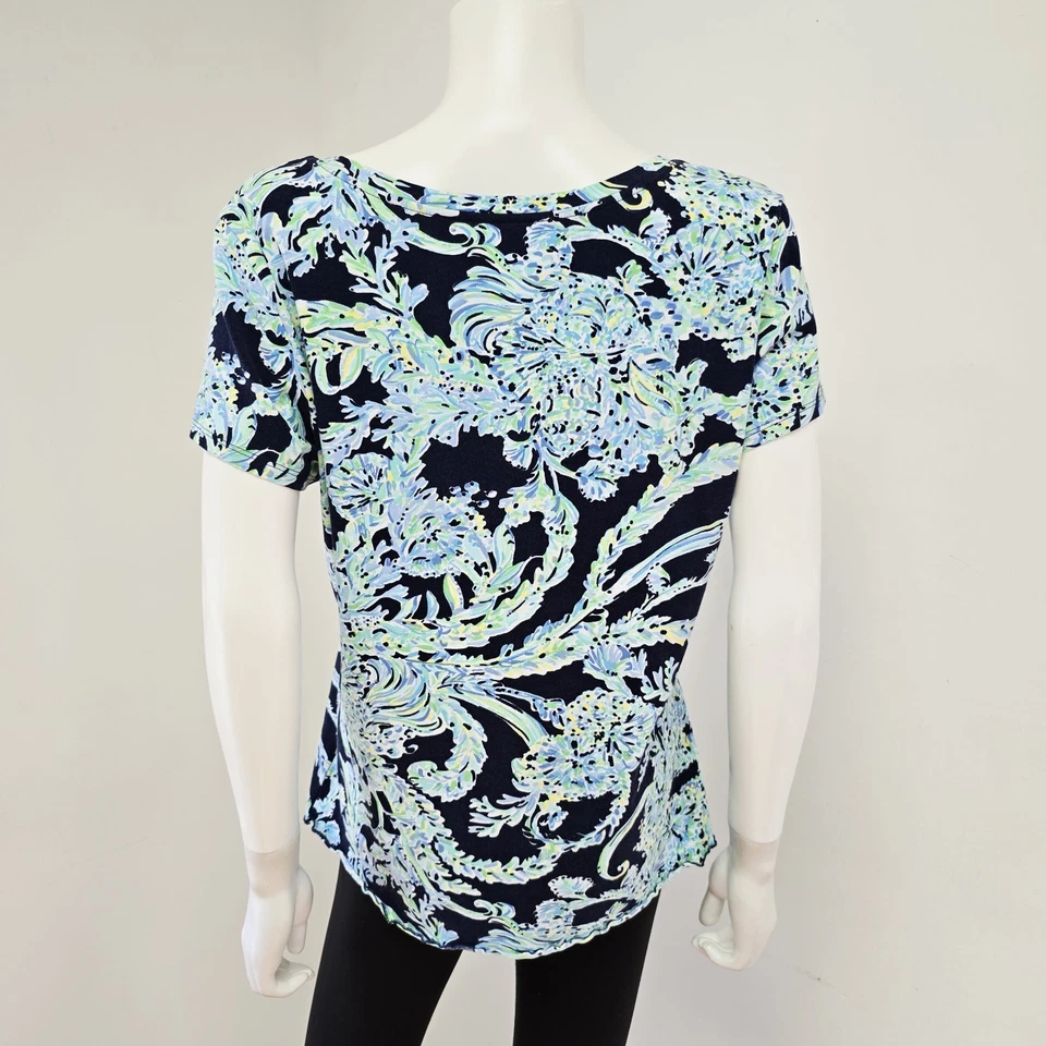 Camiseta Top Lilly Pulitzer Talla XL Mari Marea Alta Azul Marino Scuba Doo Manga Corta Foto 3 de 4