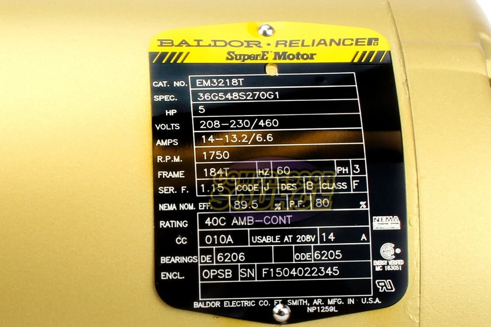 5 Hp 3 Ph Three Phase Electric Motor EM3218T Baldor 1750 RPM 184 T Frame - Image 4 of 4