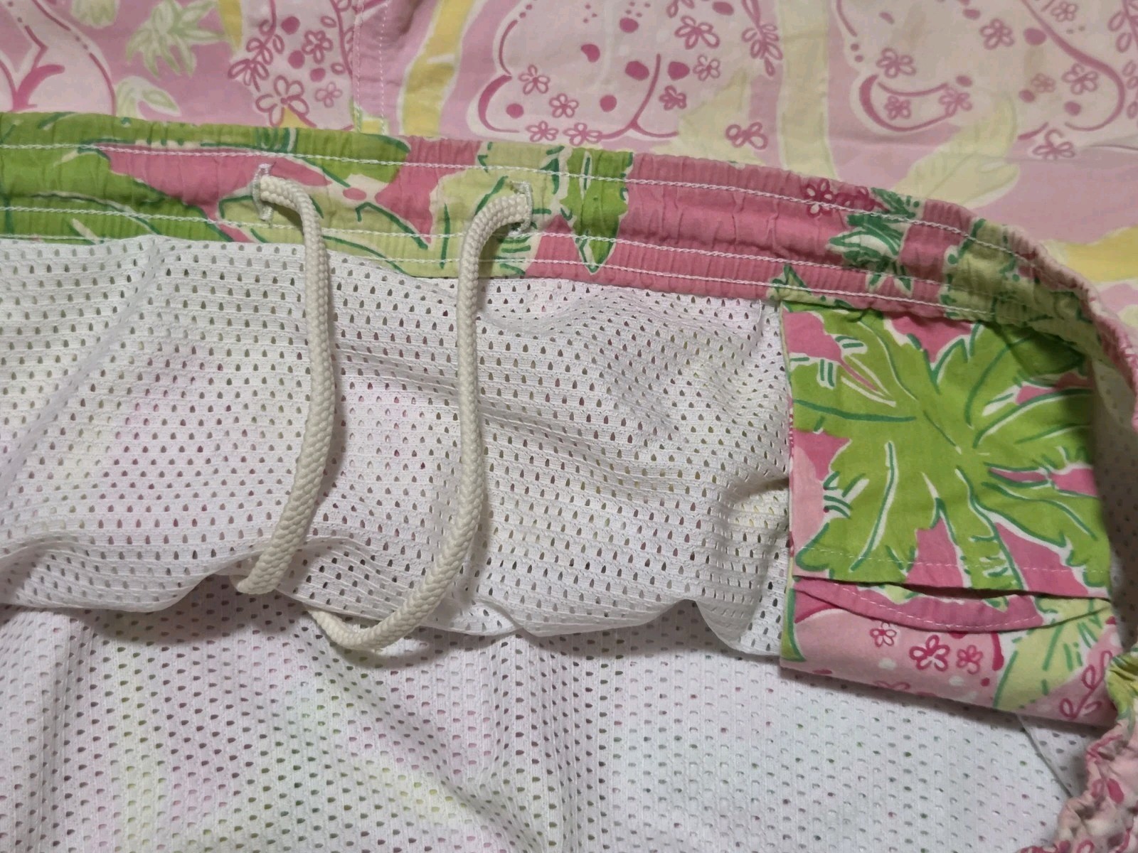 Vtg Lilly Pulitzer Swim Trunks Mens Large Mesh Lined Yellow Pink Elephant Shorts image 7