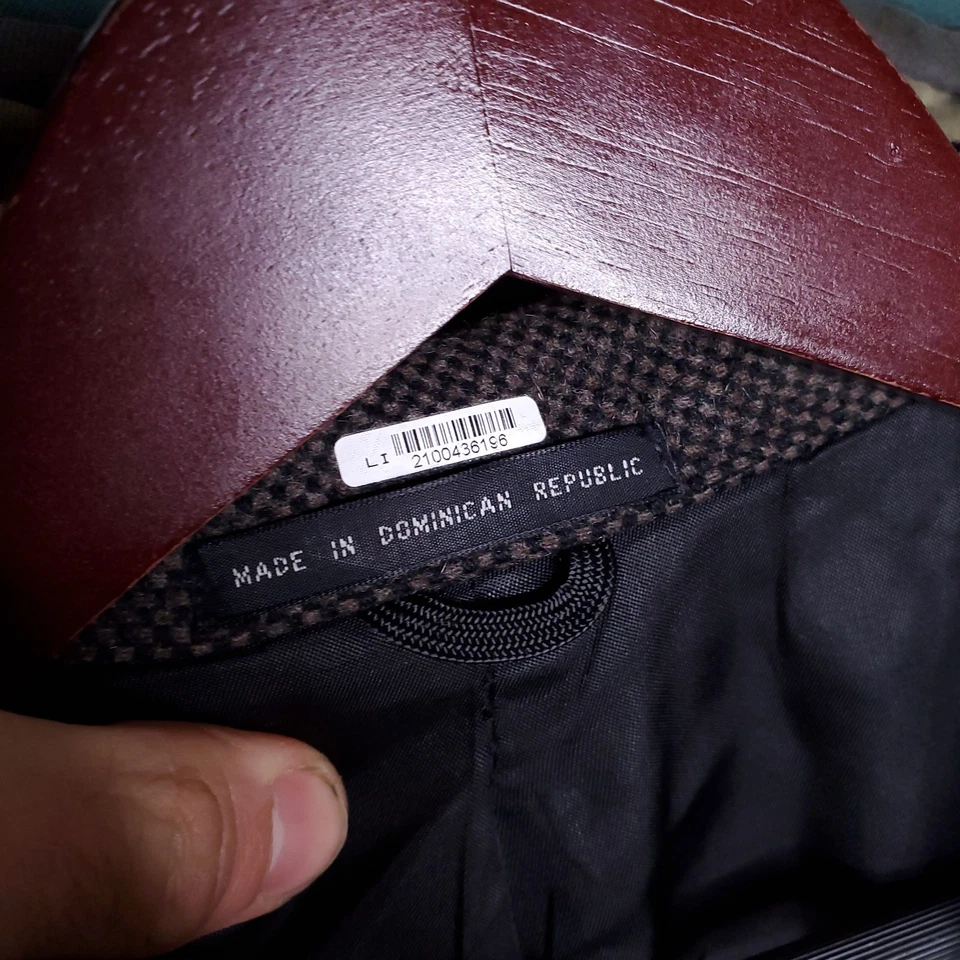 VTG Polo Ralph Lauren Wool Over Coat Double Breasted brown Herringbone Mens 46R - Image 4 of 4