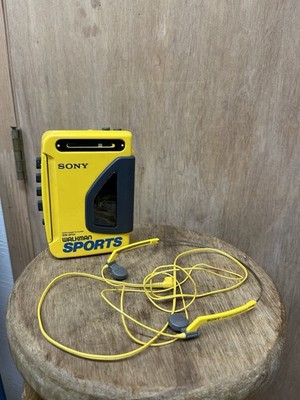 Sony Walkman WM-AF54 Sports Yellow Cassette Player + MDR-W15 Headphones READ