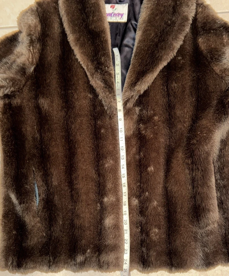 Abrigo de piel marrón vintage para mujer grande 27x25 chaqueta de invierno con cuello Foto 4 de 4