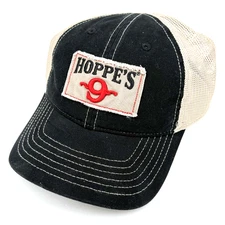 Hoppe's 9 Black Logo Mesh Trucker Cap Adjustable Hat Shooting Sports Gun Oil New