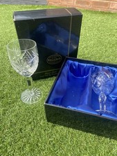 Hand Cut Crystal Wineglasses Bohemia Czech Republic Set of 2