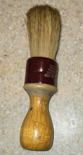 Vintage Certifyd Shaving Brush Wood Handle Brown/Red Collar Made in U.S.A.